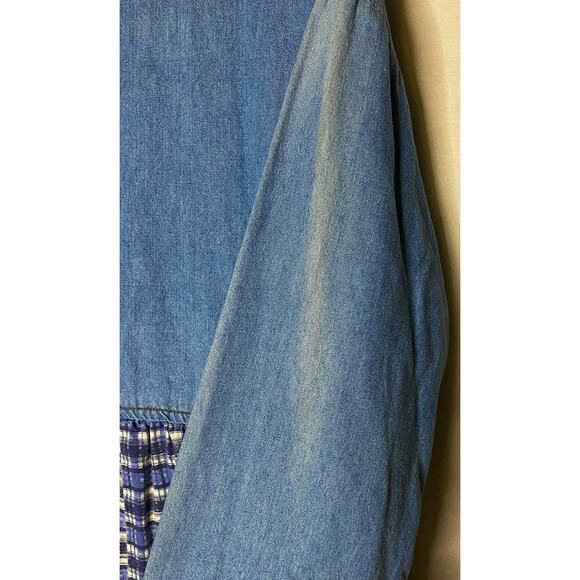 80s 90s Bill Blass Denim Dress Maxi Size 12 Long Sleeves Modest Vintage - Picture 4 of 5